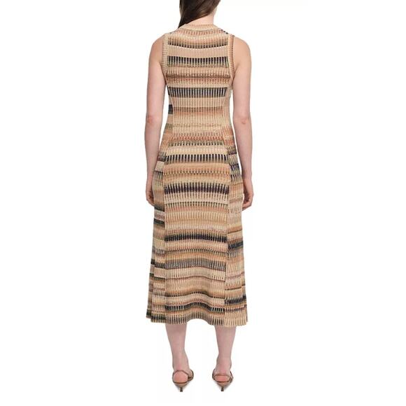 JONATHAN SIMKHAI WOMENS LARGE KNIT STRETCH FAIRFAX MIDI DRESS GREEN MULTI NEW - Picture 2 of 12